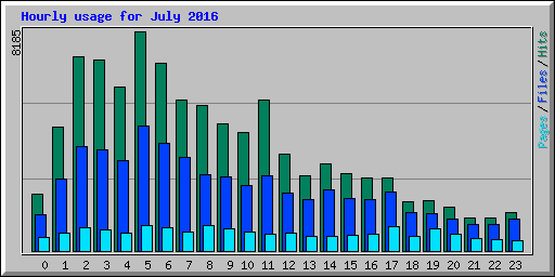 Hourly usage for July 2016